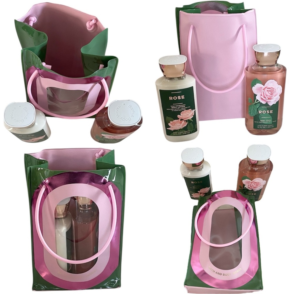 Bath & Body Works Rose Body Wash & Lotion Full Size Set with Tote Bag - Picture 2 of 11